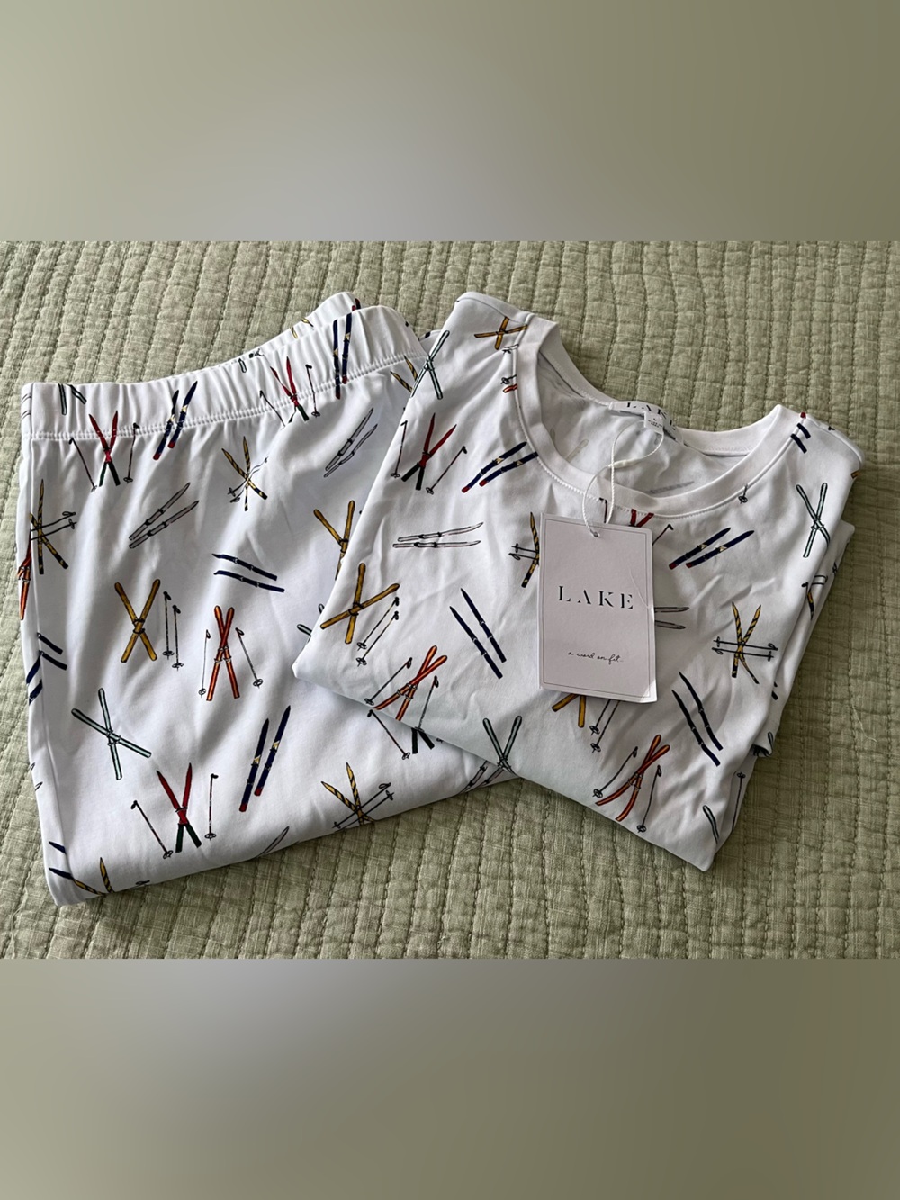 LAKE White Long-Sleeve Ski Print Pajama Set - Women's